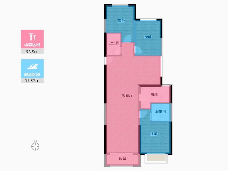 河北省-廊坊市-泰禾廊坊拾景园-84.52-户型库-动静分区