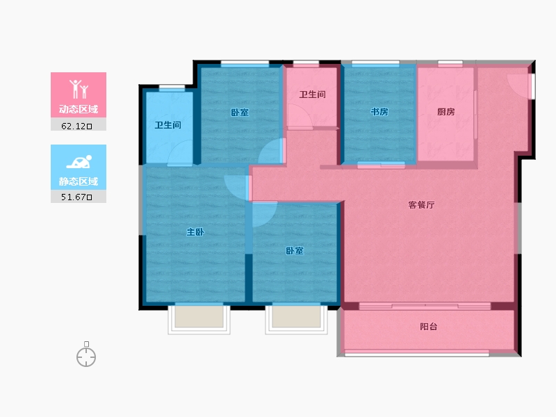 江苏省-常州市-弘阳上坤云峯-102.40-户型库-动静分区