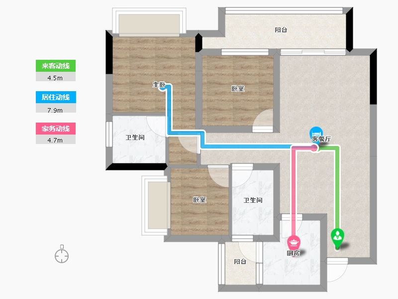 重庆-重庆市-中建滨江星城-72.01-户型库-动静线