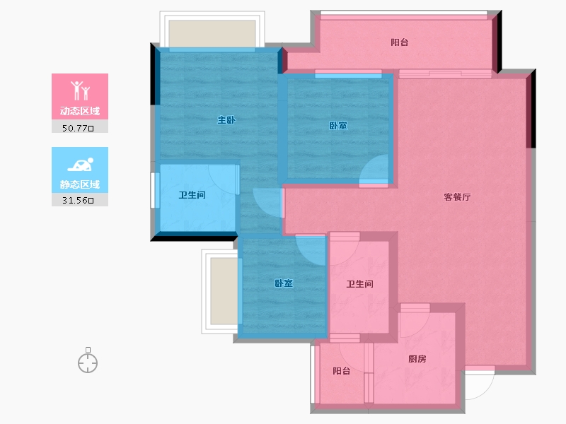 重庆-重庆市-中建滨江星城-72.01-户型库-动静分区