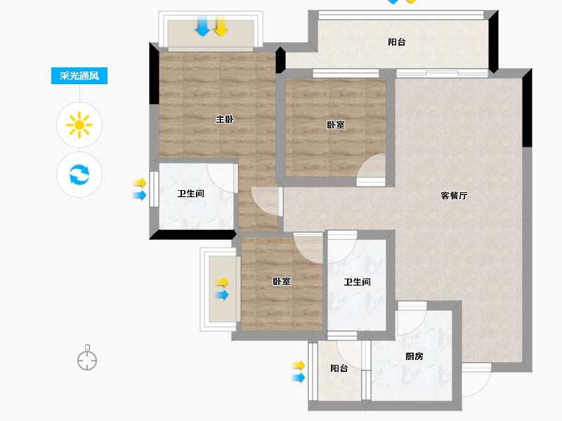 重庆-重庆市-中建滨江星城-72.01-户型库-采光通风