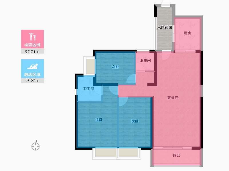 云南省-昆明市-中通世纪峯荟花园-98.68-户型库-动静分区