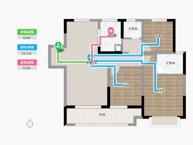 浙江省-宁波市-金地华瑒庭-92.45-户型库-动静线