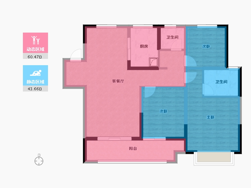 浙江省-宁波市-金地华瑒庭-92.45-户型库-动静分区