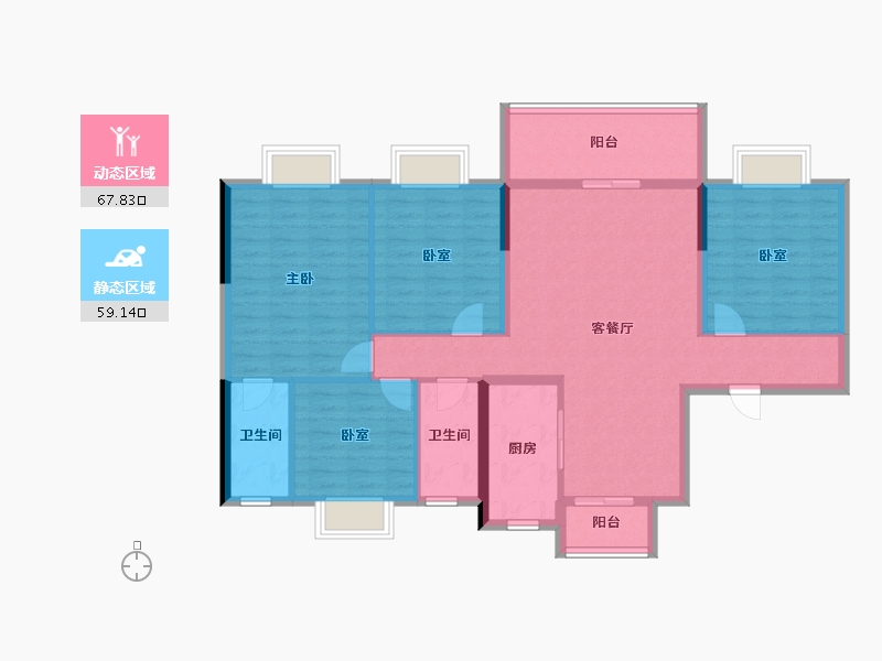 广东省-东莞市-碧桂园旗山玖珑湾-114.40-户型库-动静分区