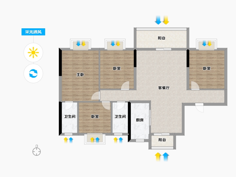 广东省-东莞市-碧桂园旗山玖珑湾-114.40-户型库-采光通风