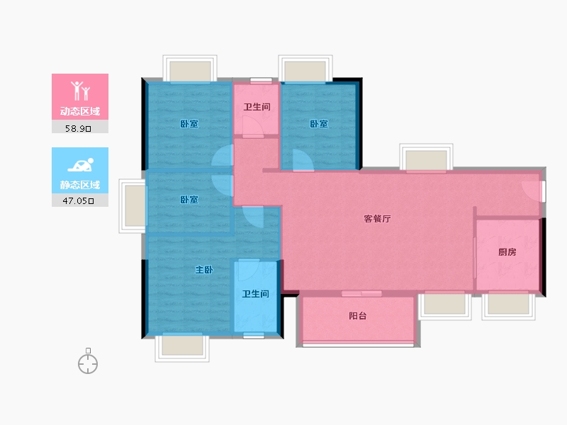 广东省-东莞市-和昌众筑中央松湖-96.00-户型库-动静分区