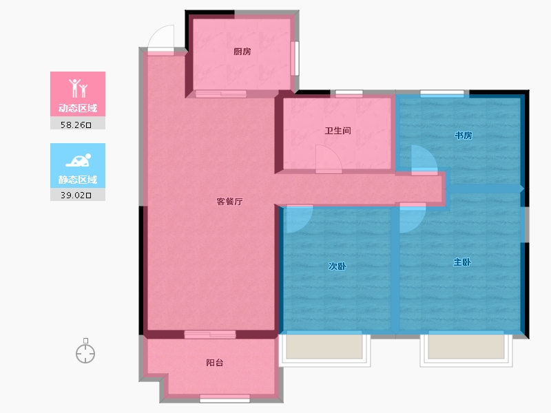 江苏省-镇江市-恒运·恒景苑-86.40-户型库-动静分区