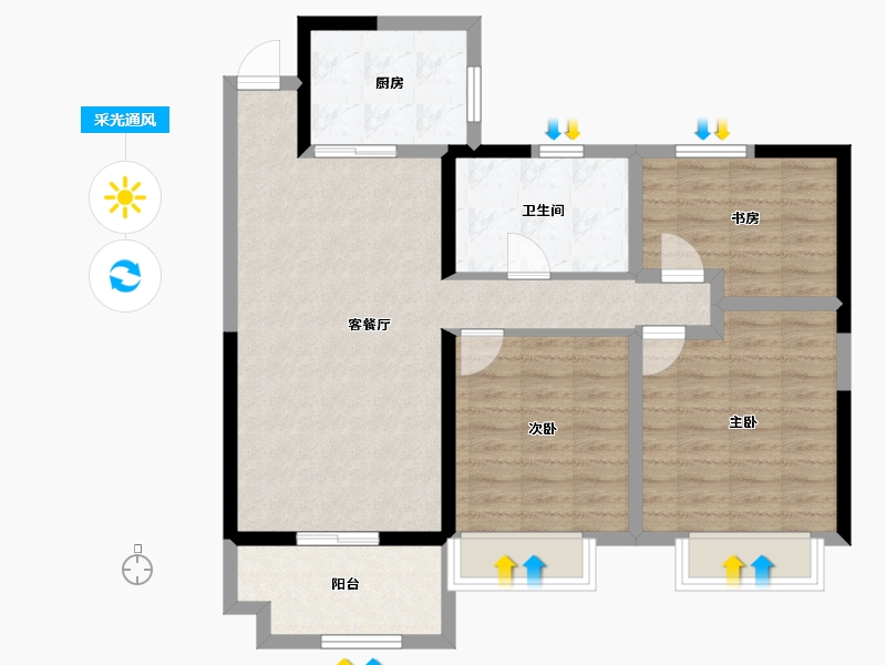 江苏省-镇江市-恒运·恒景苑-86.40-户型库-采光通风