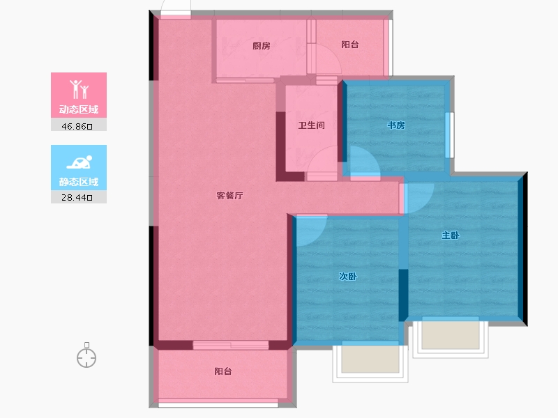 重庆-重庆市-银翔城-66.04-户型库-动静分区