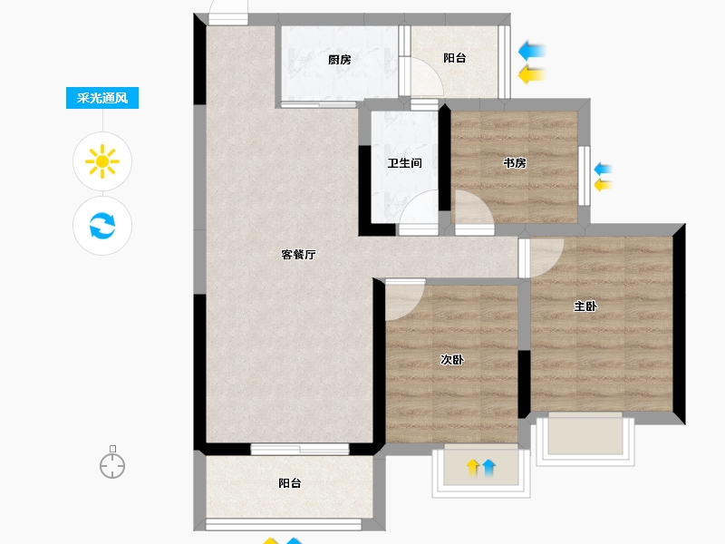 重庆-重庆市-银翔城-66.04-户型库-采光通风