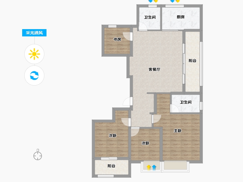 浙江省-金华市-绿城招商春熙明月-102.41-户型库-采光通风