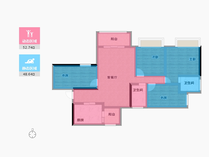 重庆-重庆市-龙兴国际生态新城-88.17-户型库-动静分区