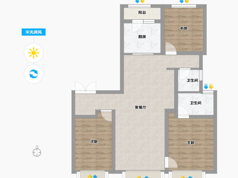 山西省-太原市-万科翡翠东第-81.56-户型库-采光通风