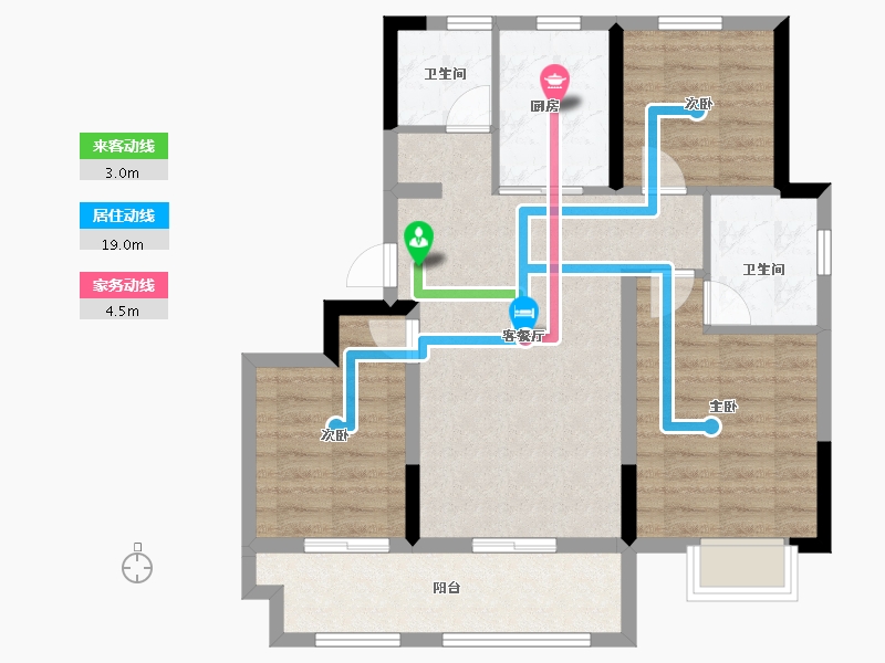 浙江省-金华市-美的大发云筑-76.00-户型库-动静线