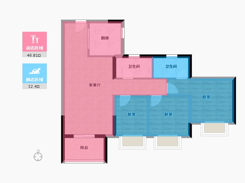 广东省-东莞市-中海十里溪境-70.40-户型库-动静分区