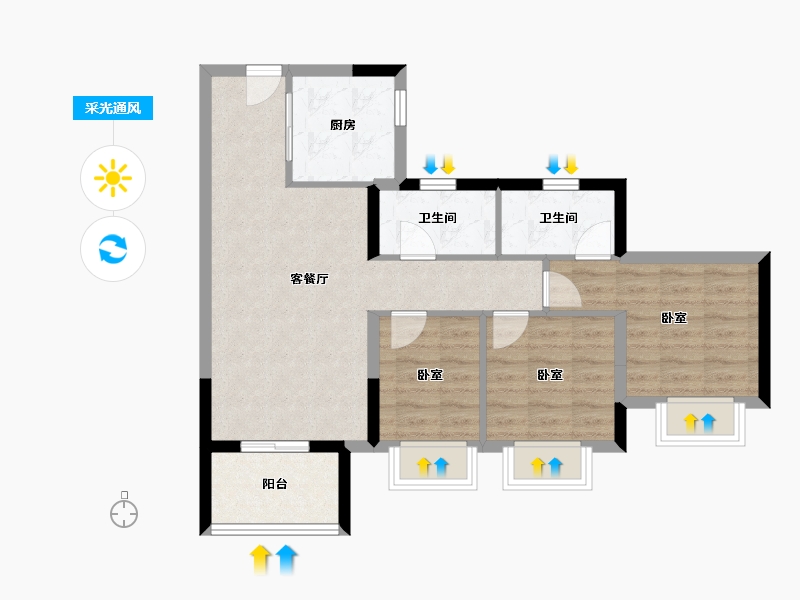 广东省-东莞市-中海十里溪境-70.40-户型库-采光通风