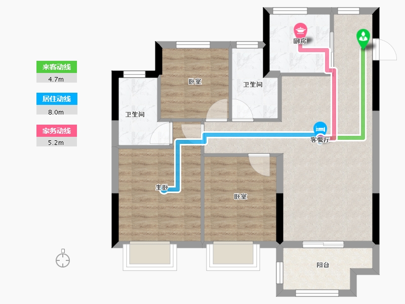 浙江省-嘉兴市-龙光·玫云华庭-71.21-户型库-动静线