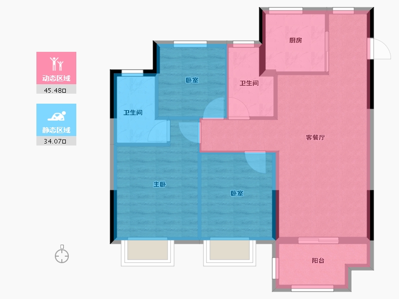 浙江省-嘉兴市-龙光·玫云华庭-71.21-户型库-动静分区