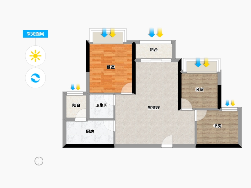 重庆-重庆市-中建滨江星城-64.48-户型库-采光通风