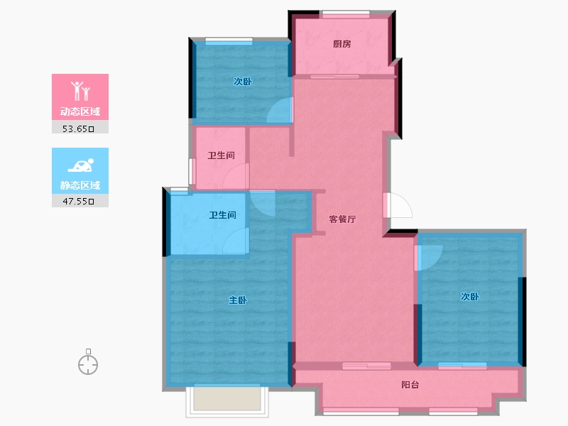 浙江省-金华市-美的大发云筑-90.40-户型库-动静分区