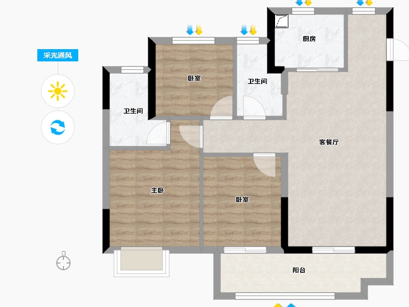 浙江省-嘉兴市-龙光·玫云华庭-77.79-户型库-采光通风