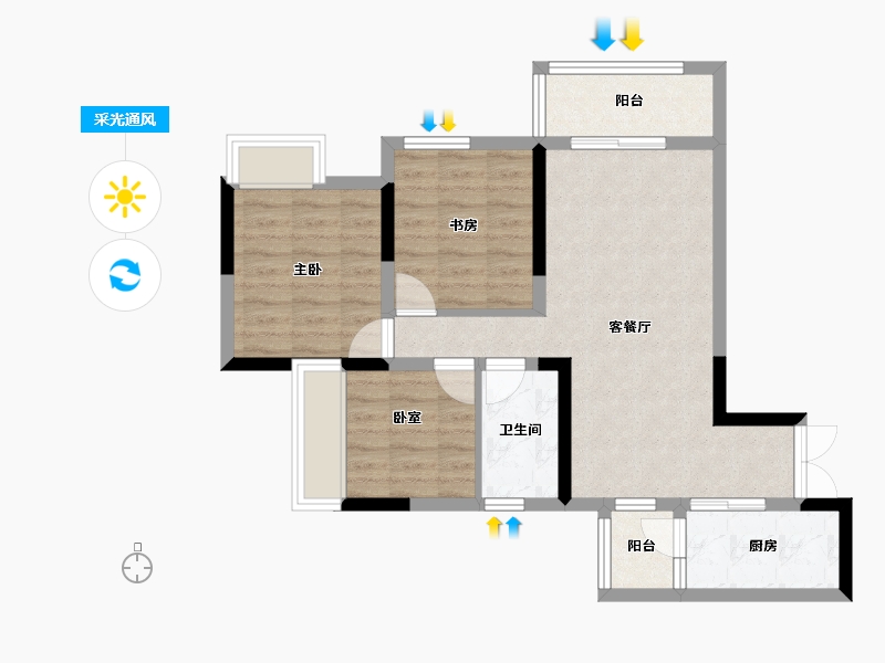重庆-重庆市-银翔城-69.10-户型库-采光通风