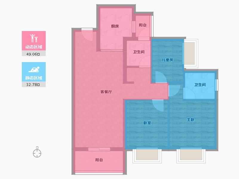 广东省-东莞市-保利松湖和府-72.54-户型库-动静分区