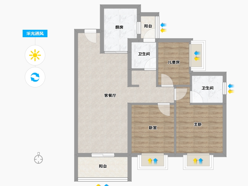 广东省-东莞市-保利松湖和府-72.54-户型库-采光通风