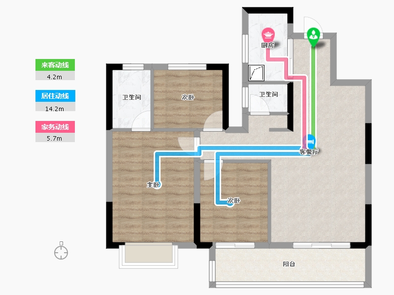 浙江省-宁波市-金地华瑒庭-82.35-户型库-动静线