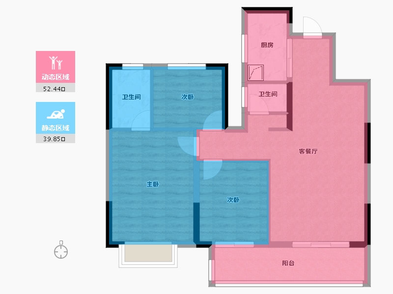 浙江省-宁波市-金地华瑒庭-82.35-户型库-动静分区