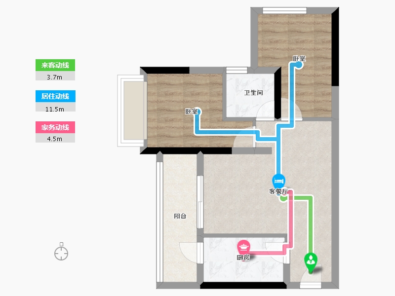 重庆-重庆市-中建滨江星城-52.64-户型库-动静线