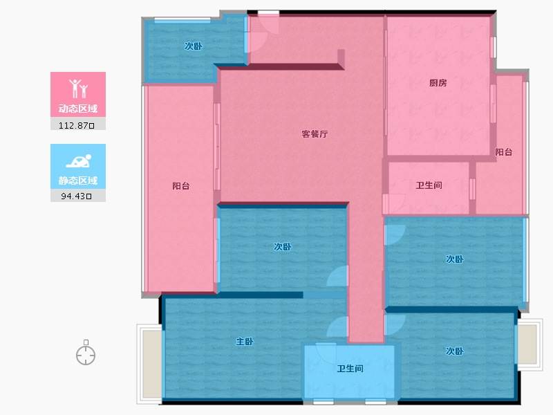 湖南省-长沙市-中建江山壹号-154.00-户型库-动静分区