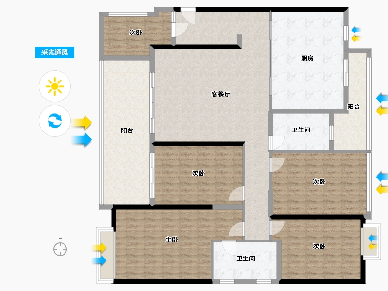 湖南省-长沙市-中建江山壹号-154.00-户型库-采光通风