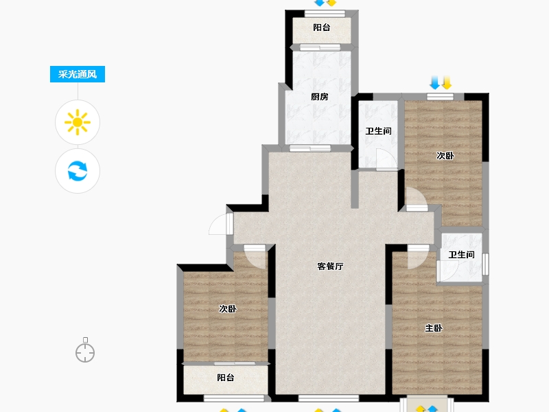 山东省-潍坊市-富春江豐泽苑-100.48-户型库-采光通风