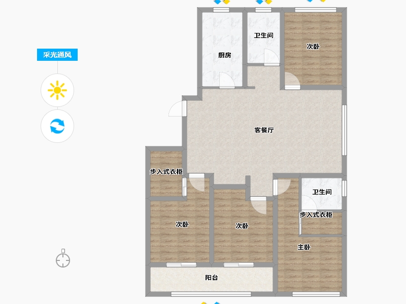 山东省-潍坊市-恒易·紫园-132.00-户型库-采光通风