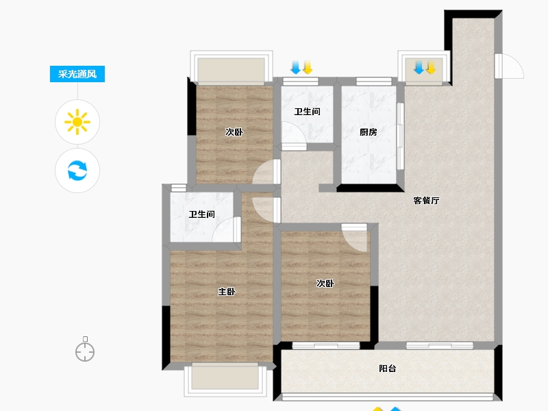 江西省-南昌市-九颂康瑞丨和园-88.15-户型库-采光通风