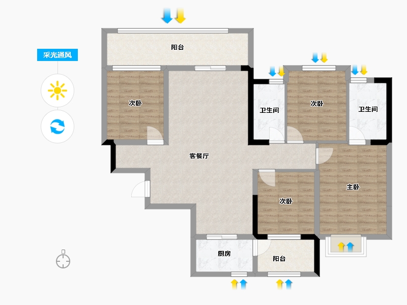 广西壮族自治区-桂林市-宏湖中央城-110.14-户型库-采光通风