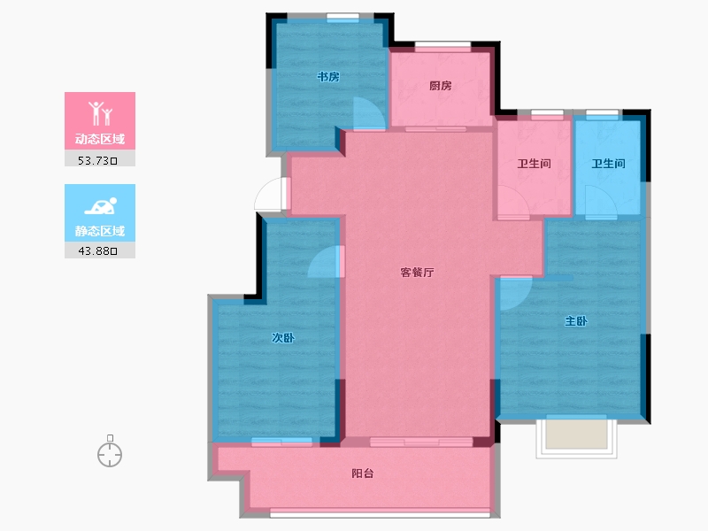 浙江省-绍兴市-祥生湛景笛旸府-87.82-户型库-动静分区