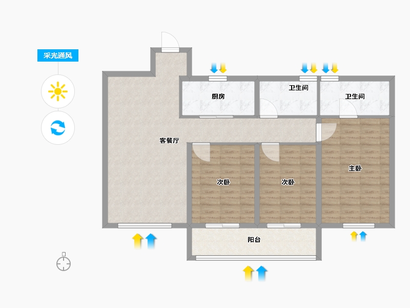 山东省-潍坊市-恒易·紫园-98.00-户型库-采光通风