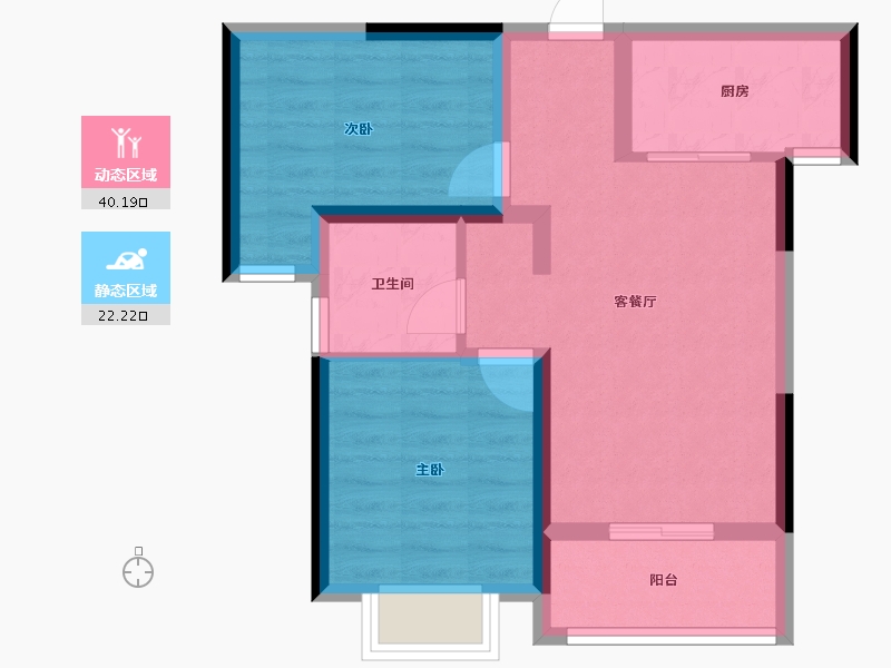 云南省-昆明市-华侨城公园悦府-54.78-户型库-动静分区