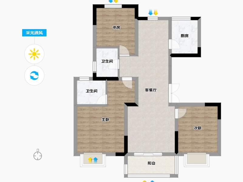 浙江省-金华市-光明东润-84.00-户型库-采光通风