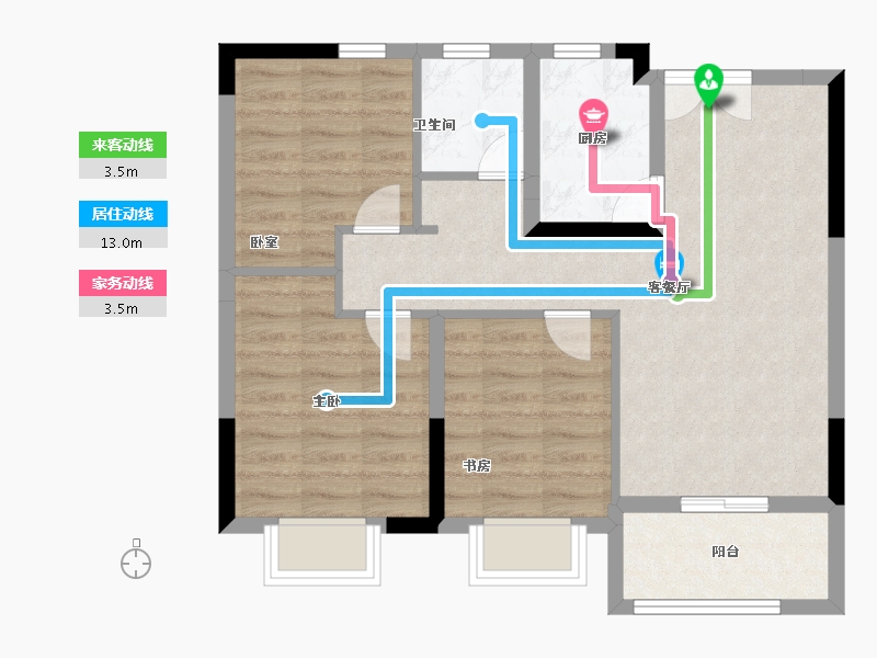 浙江省-金华市-光明东润-69.60-户型库-动静线