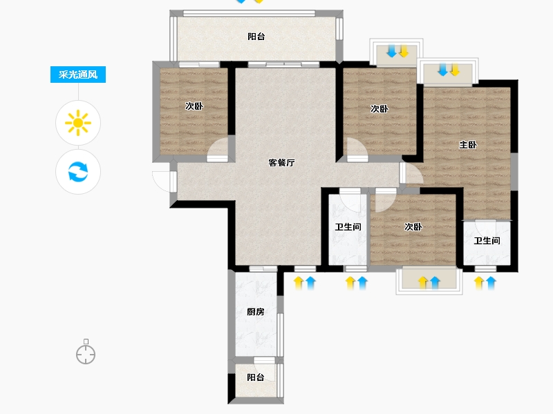 四川省-成都市-天府国际凤.凰城-98.57-户型库-采光通风