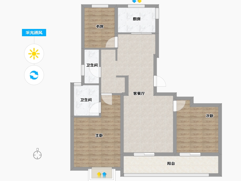 浙江省-金华市-绿城招商春熙明月-92.00-户型库-采光通风