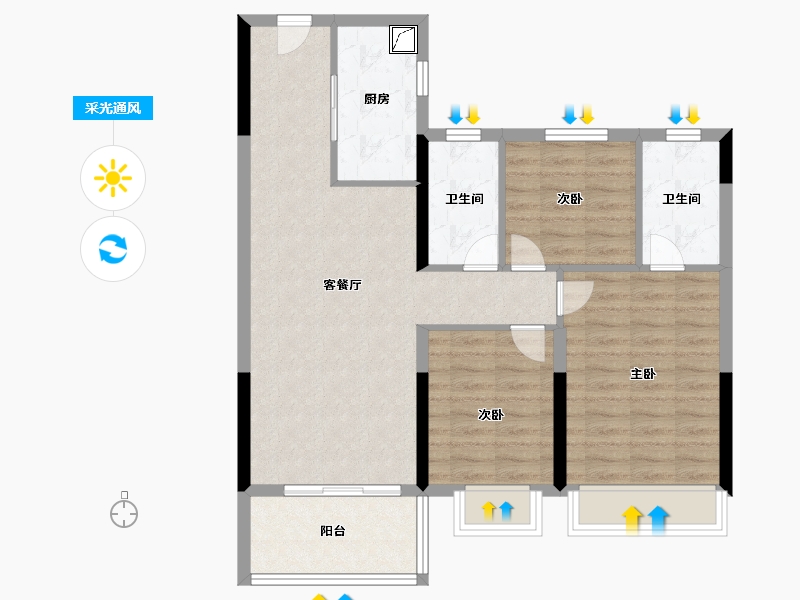 广东省-中山市-古镇雅居乐花园-84.00-户型库-采光通风