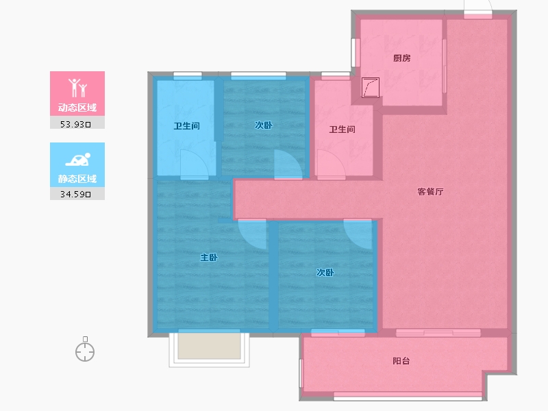 江苏省-苏州市-保利首开云璟花园-78.47-户型库-动静分区