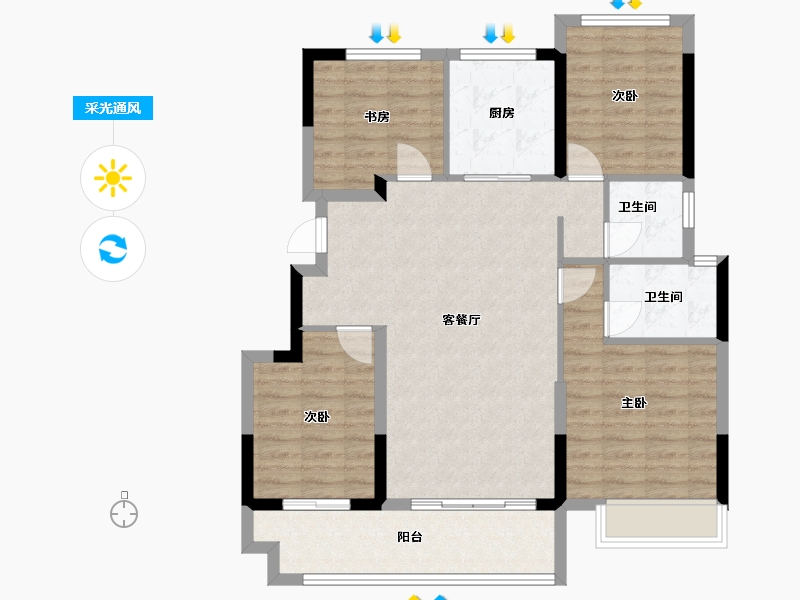 浙江省-绍兴市-祥生湛景笛旸府-97.24-户型库-采光通风