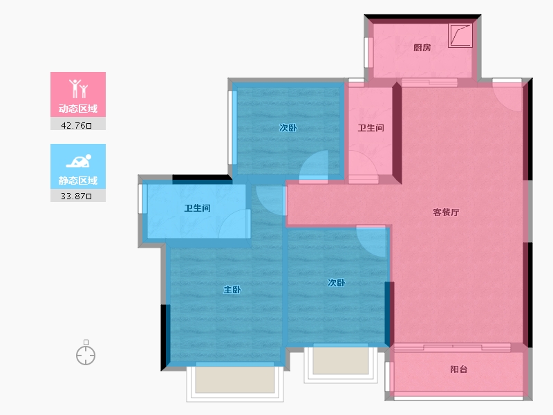 广东省-中山市-雅居乐·耀玥台-67.47-户型库-动静分区