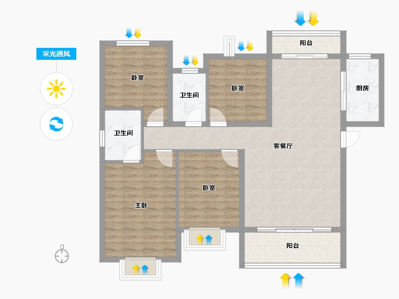 江西省-九江市-瑞昌奧园广场-105.56-户型库-采光通风